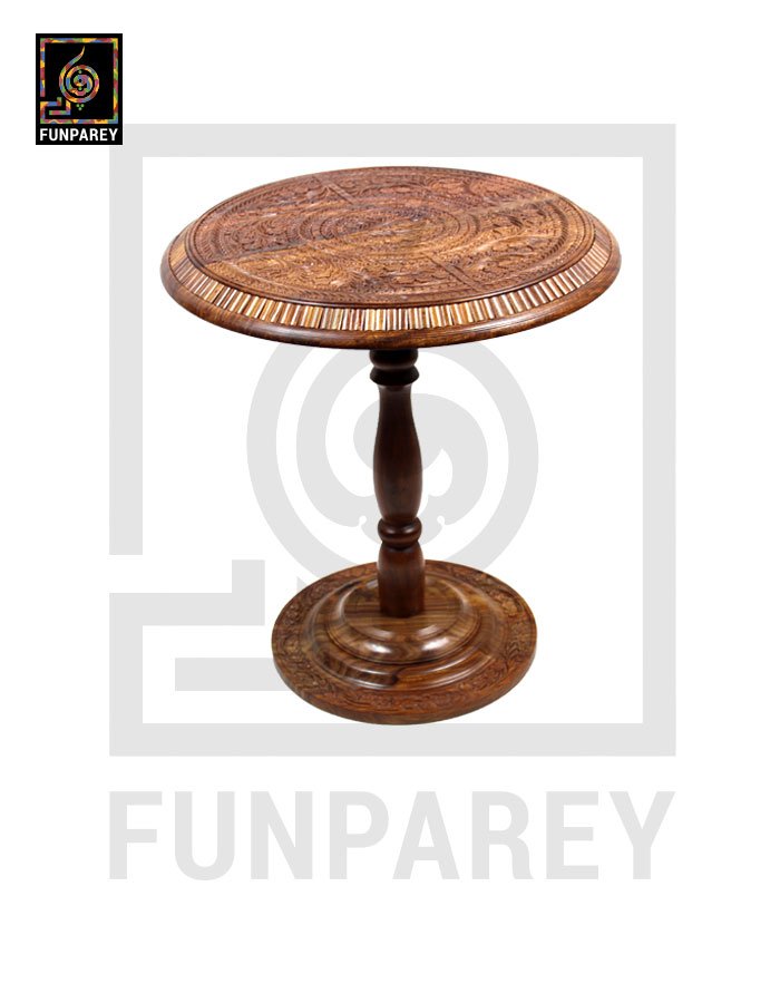 Hand Carved Wooden Table 18"