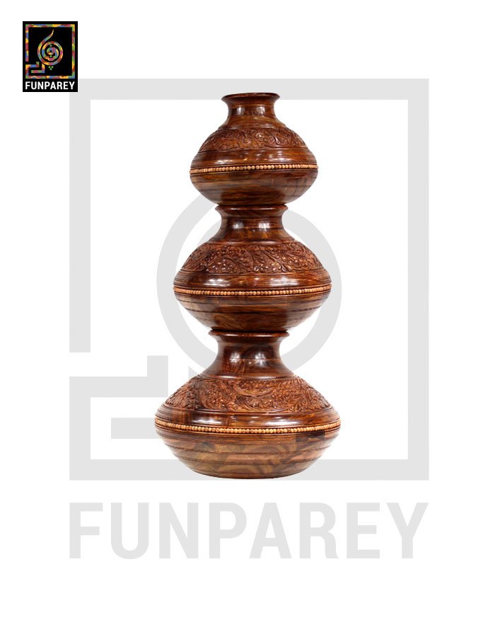 Hand Carved Wooden Vessel Set with Carving Works