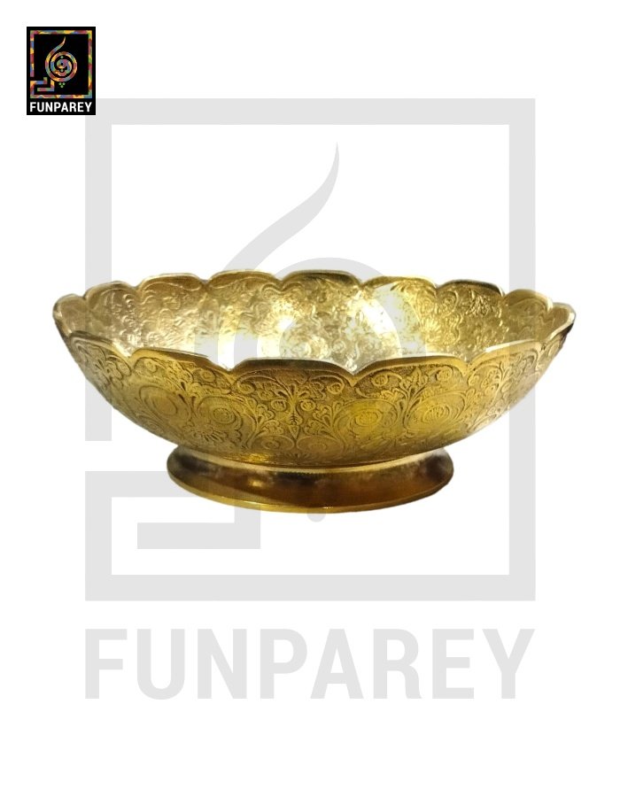 Premium Brass Bowl 10″ with Etched Motif ‘Slick’