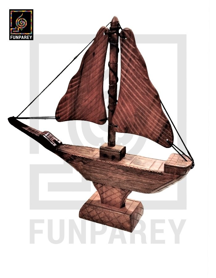 Handmade Wooden Sail Boat Model 10″