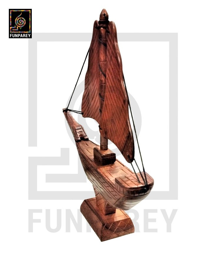 Handmade Wooden Sail Boat Model 10″