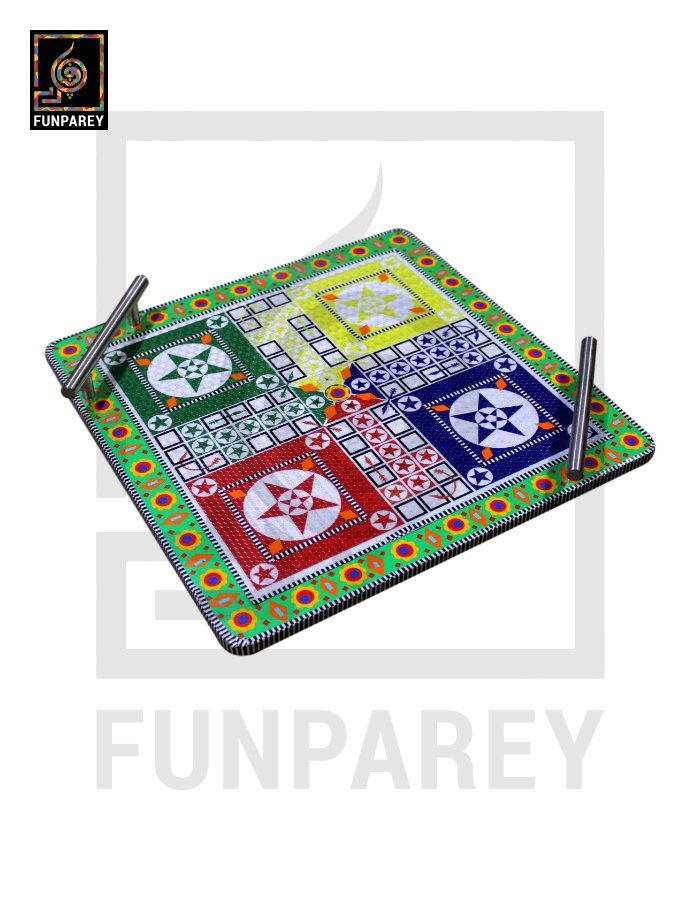 Handmade Wooden Premium Ludo Board Tray With Truck Art
