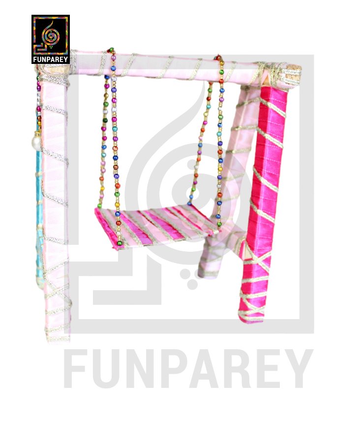Wooden Multicolor Decorative Jhoola / Embroidered Miniature Swing