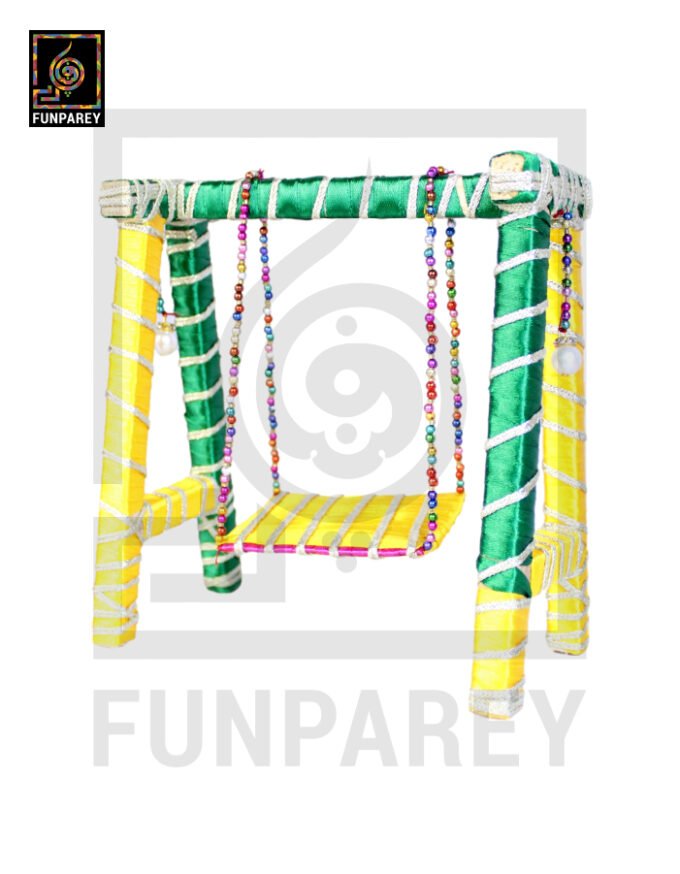 Wooden Multicolor Decorative Jhoola / Embroidered Miniature Swing