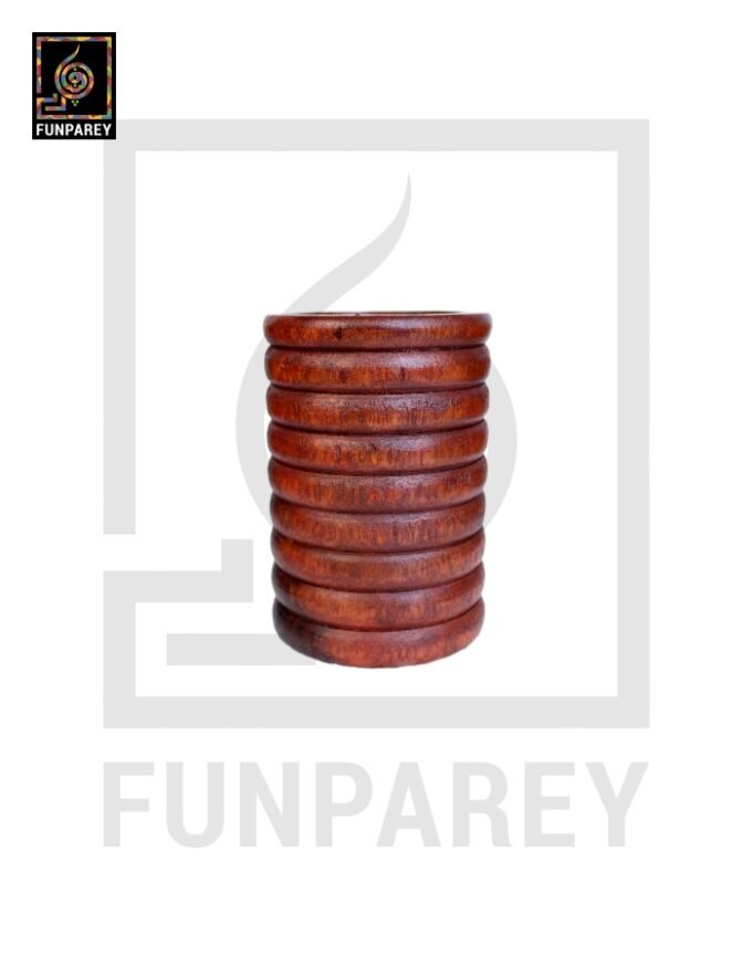 Hand Carved Cylindrical Wooden Accessory Jar Stripped
