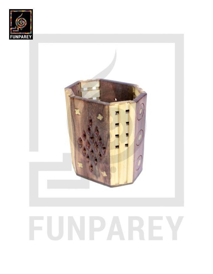 Hand Carved Oblong Shaped Accessory Jar Dual Shade