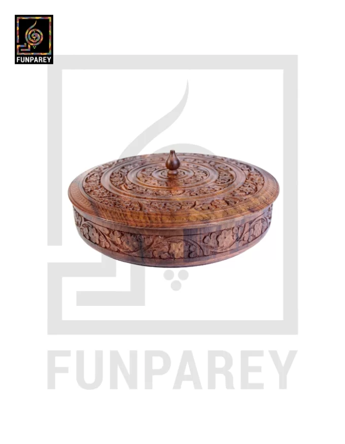 Premium Wooden Dry Fruit Bowl Slim with Carving Design