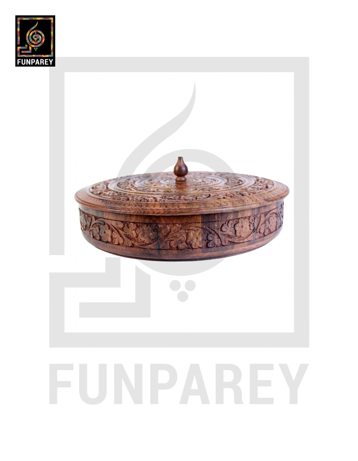Premium Wooden Dry Fruit Bowl Slim with Carving Design