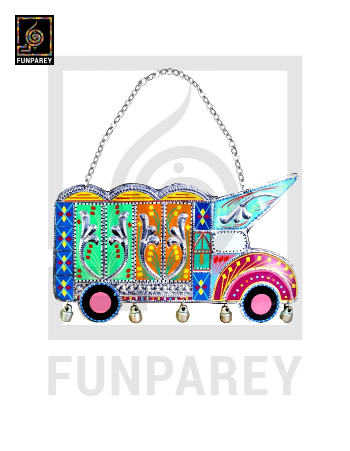 Handmade Truck Art Chamak Patti Wall Hanging Plate Truck Model Large