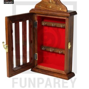 Handmade Wooden Key Holder Box 12" with Brass Work