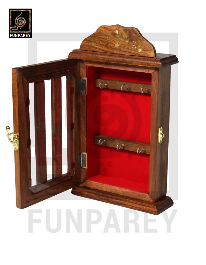 Handmade Wooden Key Holder Box 12″ with Brass Work