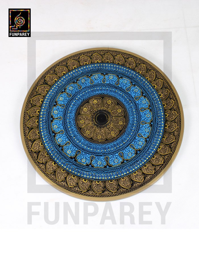 Wooden Table with Nakshi Art – 16″ Blue