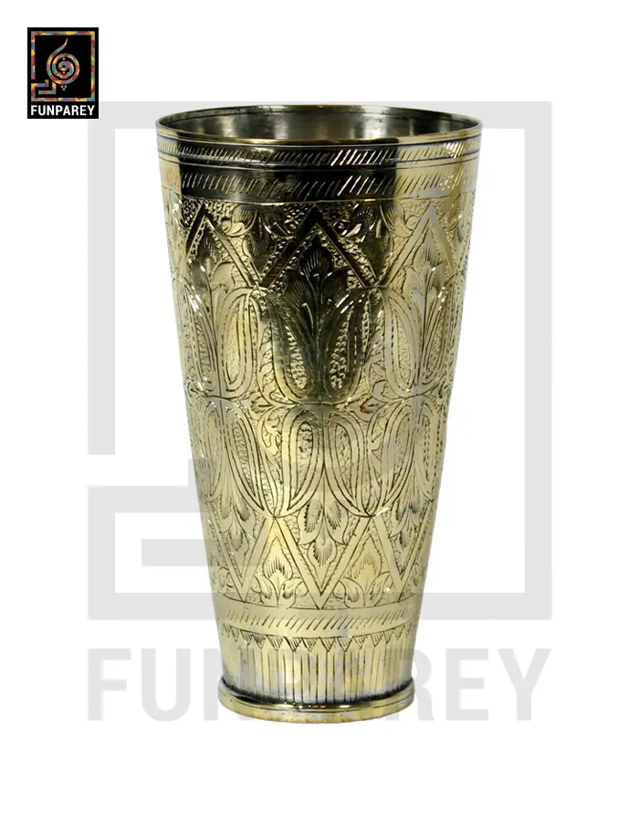 Engraved Brass Drinking Glass - Large