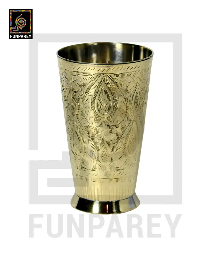Engraved Brass Drinking Glass - Medium