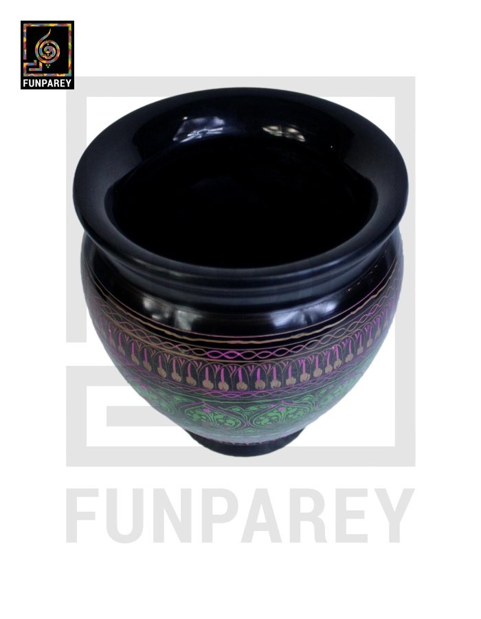 Wooden Vase Planter Essex with Naqshi Art green