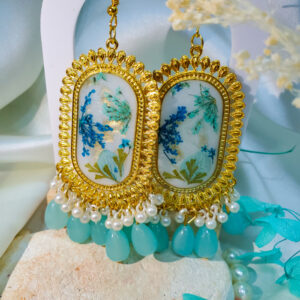 Golden Azure Blossom Earrings