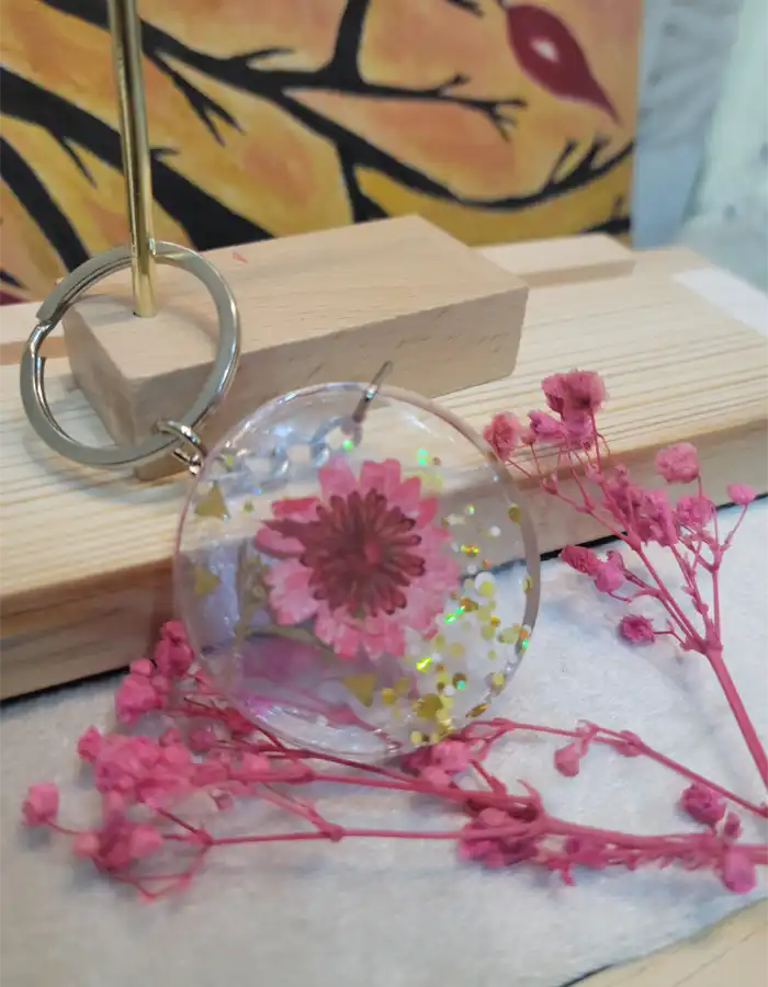 Hand Crafted Resin Made Keychain - Flora Fused