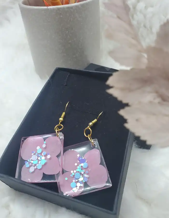 Handcrafted Epoxy Resin Earrings - Petal Pop
