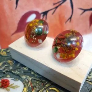 Handcrafted Resin Earrings - Bazm-e-Gulistan