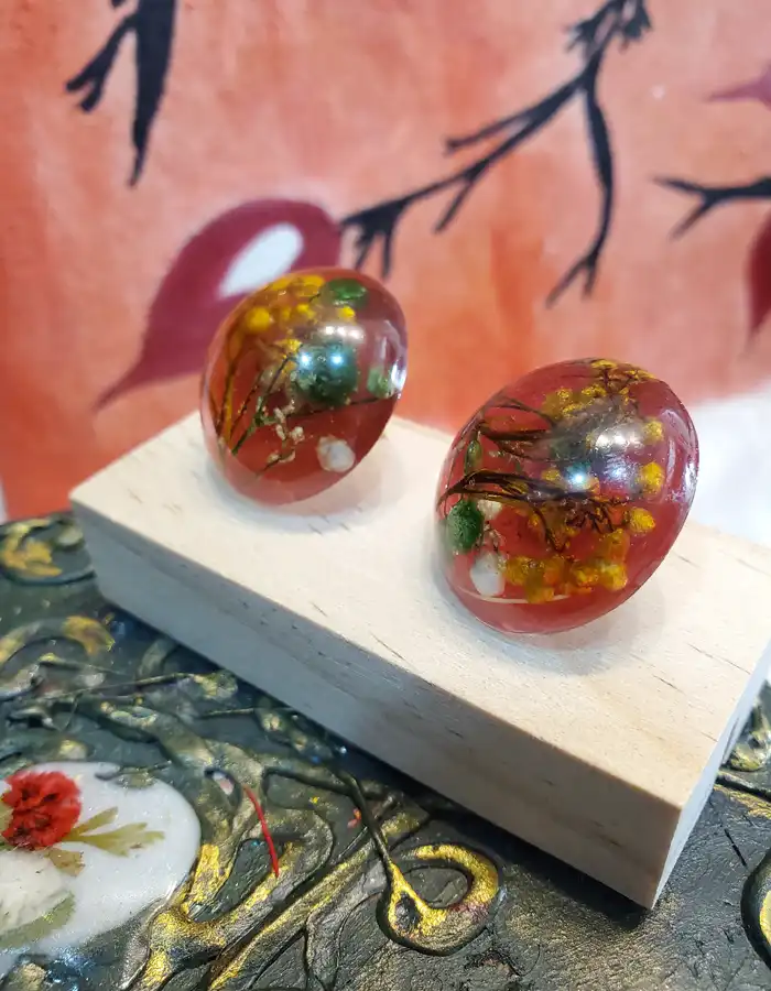 Handcrafted Resin Earrings - Bazm-e-Gulistan