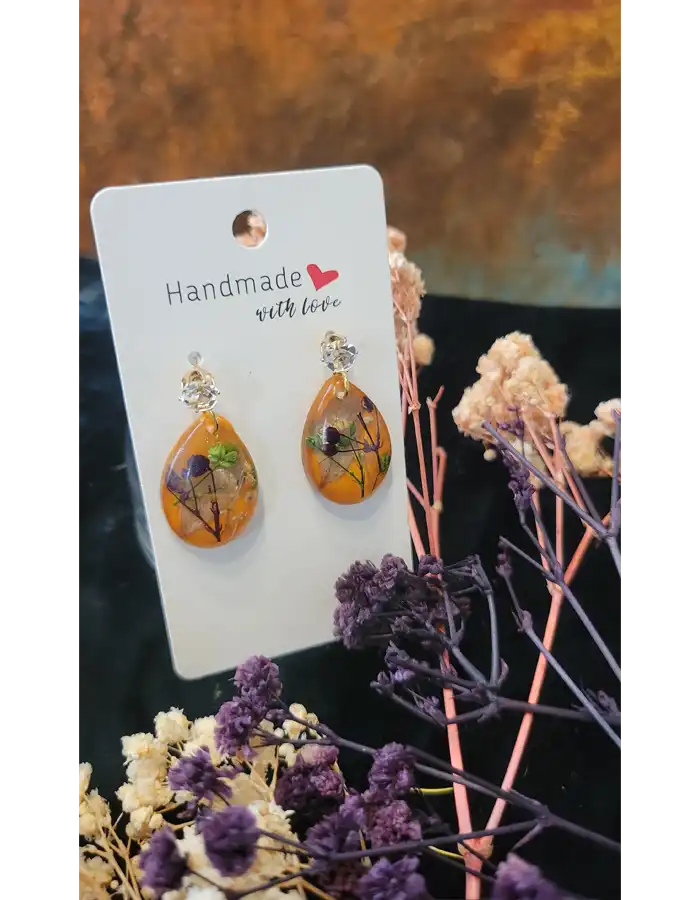 Handcrafted Resin Earrings - Botanical Rites