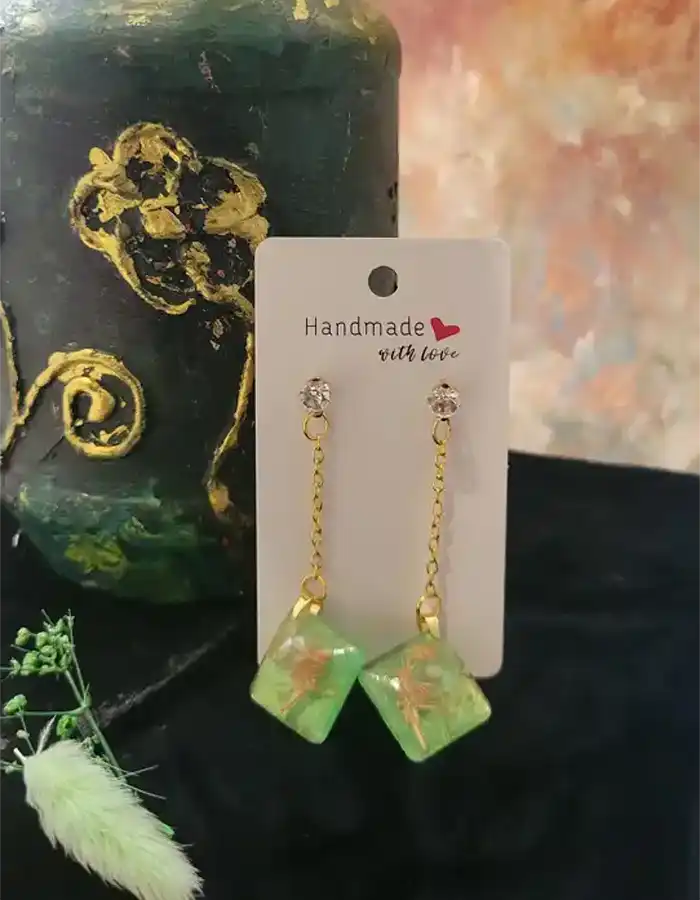 Handcrafted Resin Earrings - Sylvan Prism 7x9