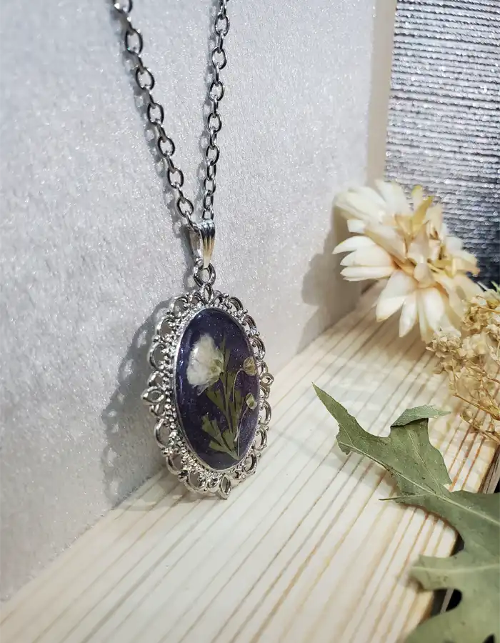 Handcrafted Resin Pendant - Midnight Petal
