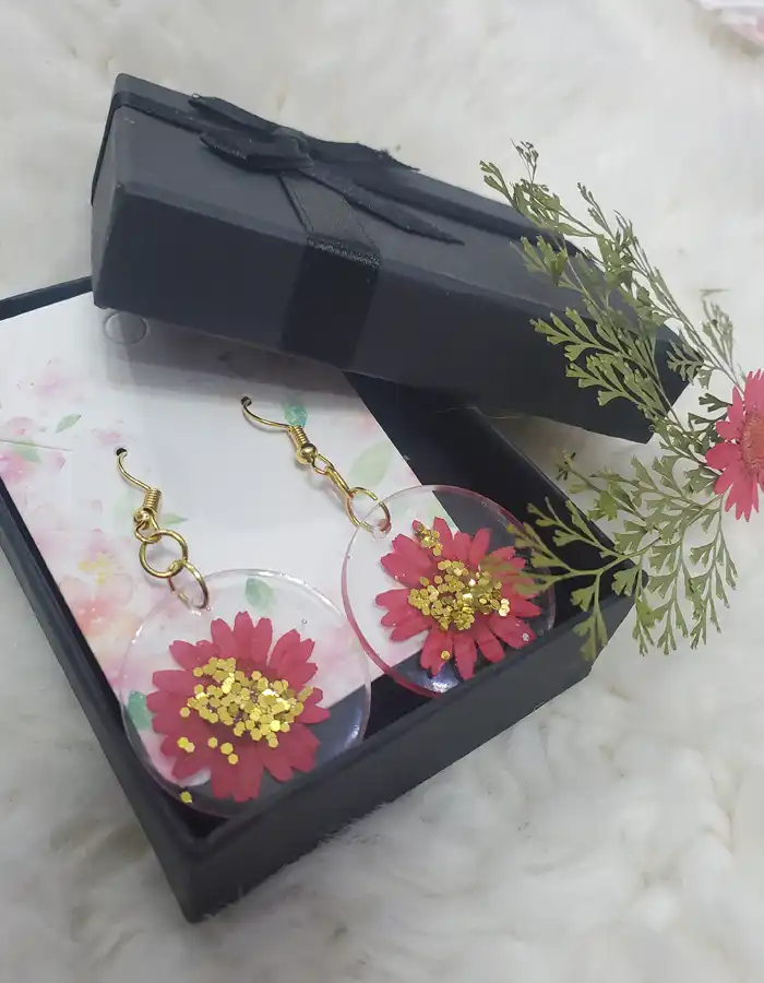 Handmade Resin Earrings - Blush Reverie