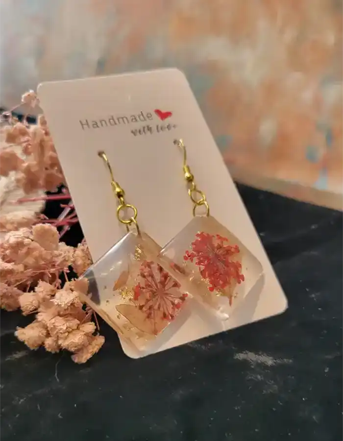 Handmade Resin Earrings - Poetic Contrast 7x9