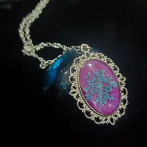 Handmade Resin Pendant - Silver Thistle