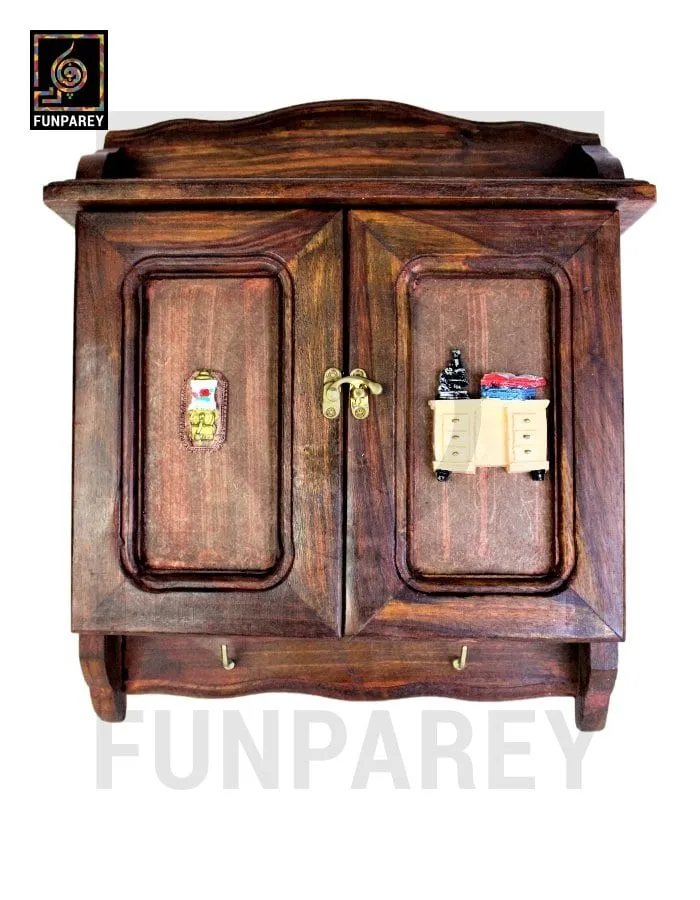 Handmade Wooden Double Door Key Box