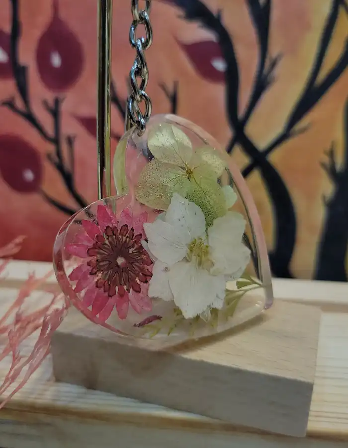 Heart Shaped Resin Keychain - Botani Charm
