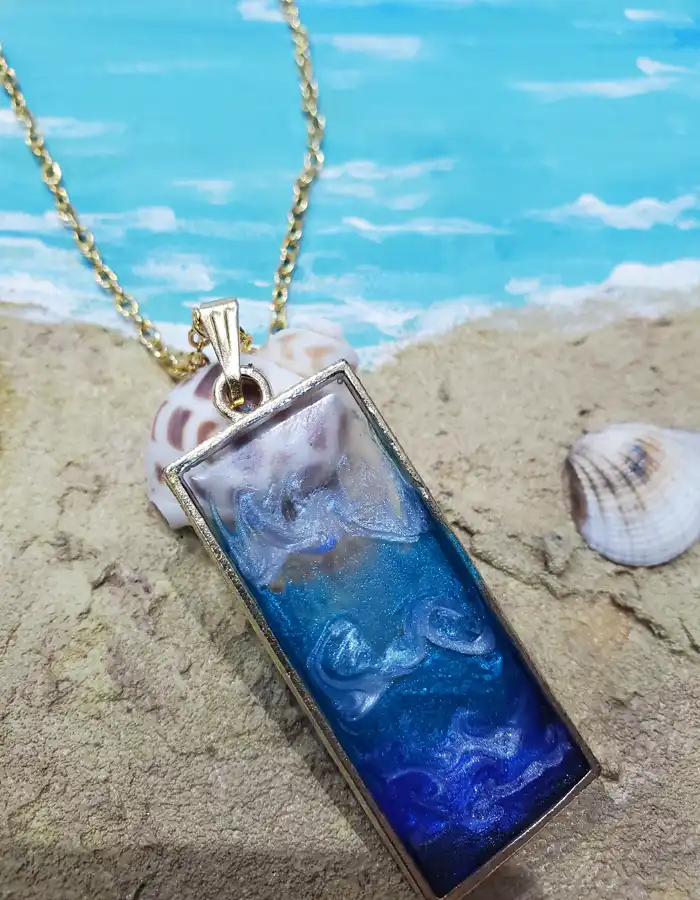 Lagoon Bloom Resin Pendant