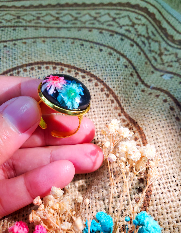 Midnight Bloom Floral Ring