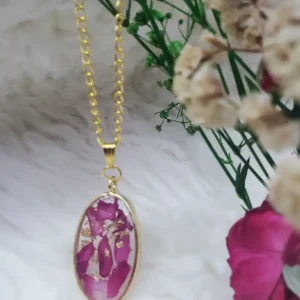 Oval Resin Pendant - Tempest Of Petals