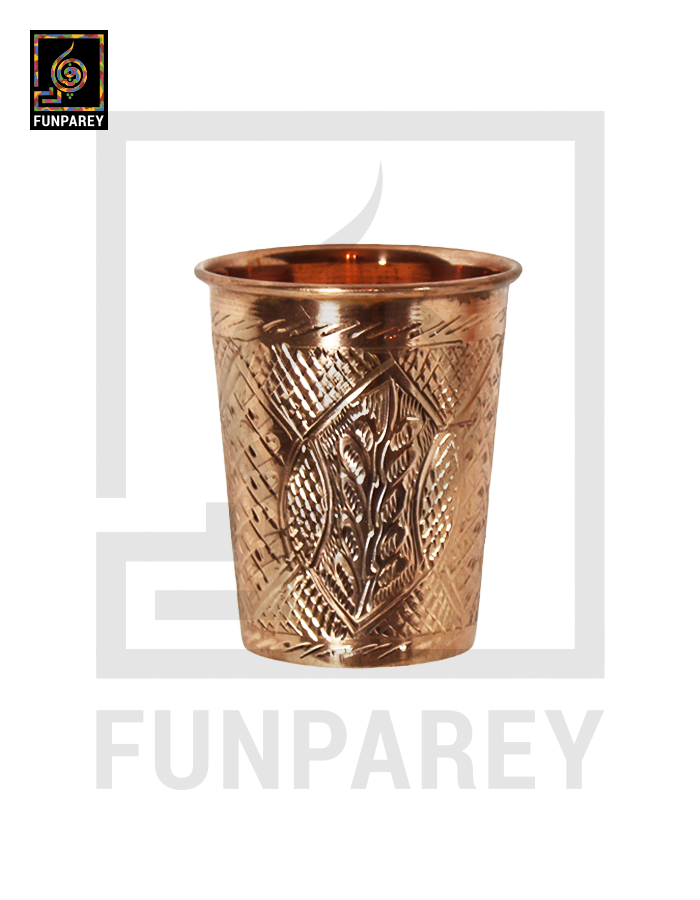 Premium Copper Drinking Glass Small Engraved