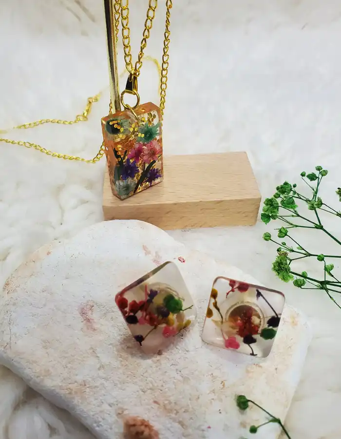 Rectangle Pendant & Earrings Set - BlushNest