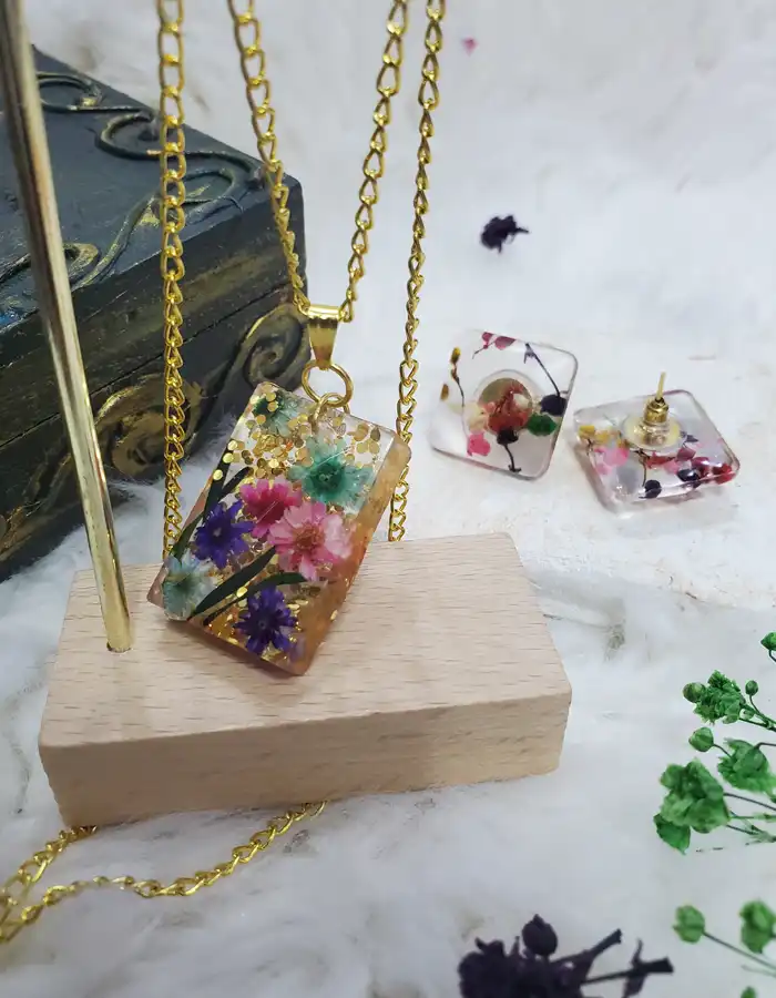 Rectangle Pendant & Earrings Set - BlushNest