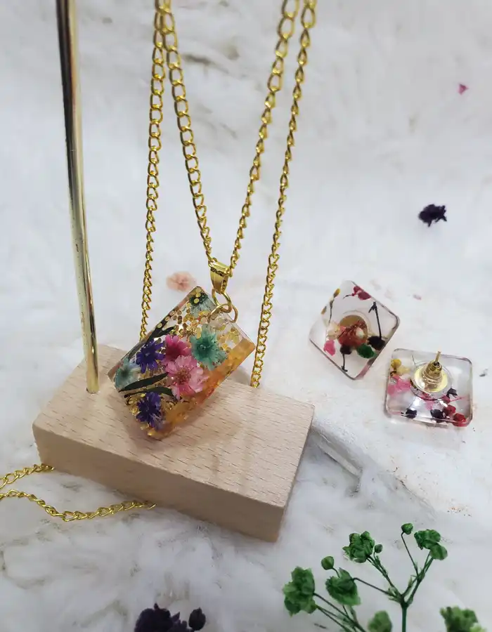 Rectangle Pendant & Earrings Set - BlushNest