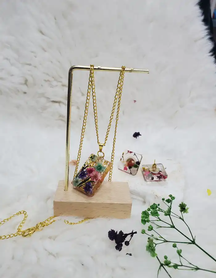 Rectangle Pendant & Earrings Set - BlushNest