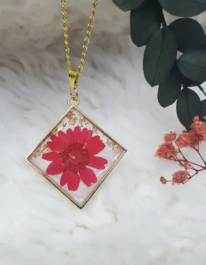 Resin Art Floral Pendant - Poetic