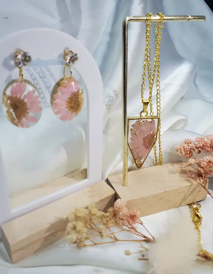 Resin Jewellery Set Earrings & Pendant