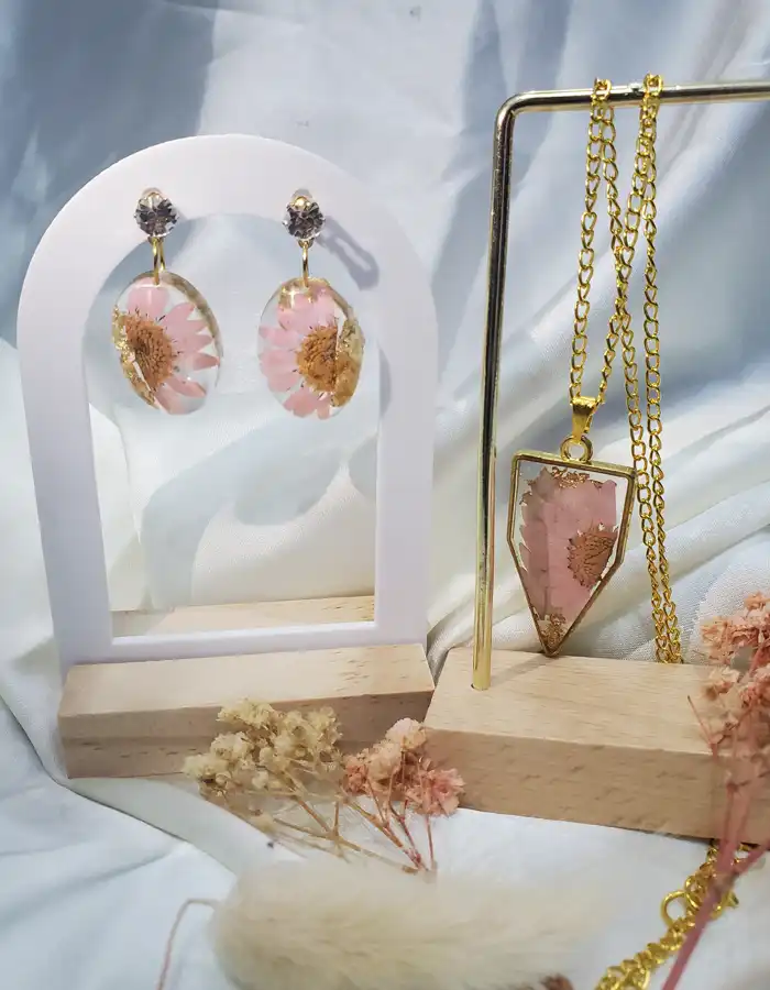 Resin Jewellery Set Earrings & Pendant