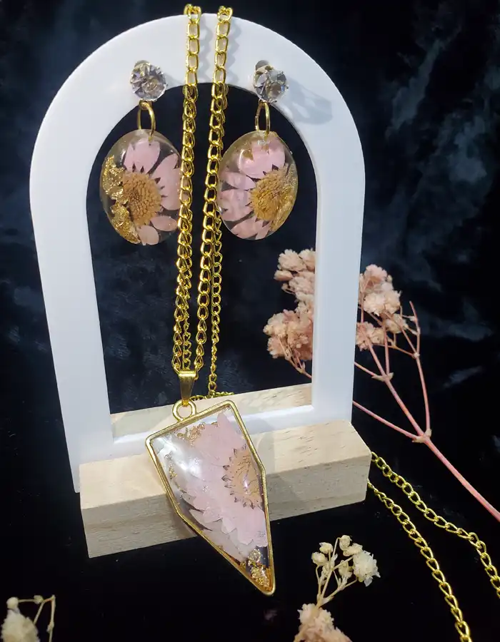 Resin Jewellery Set Earrings & Pendant