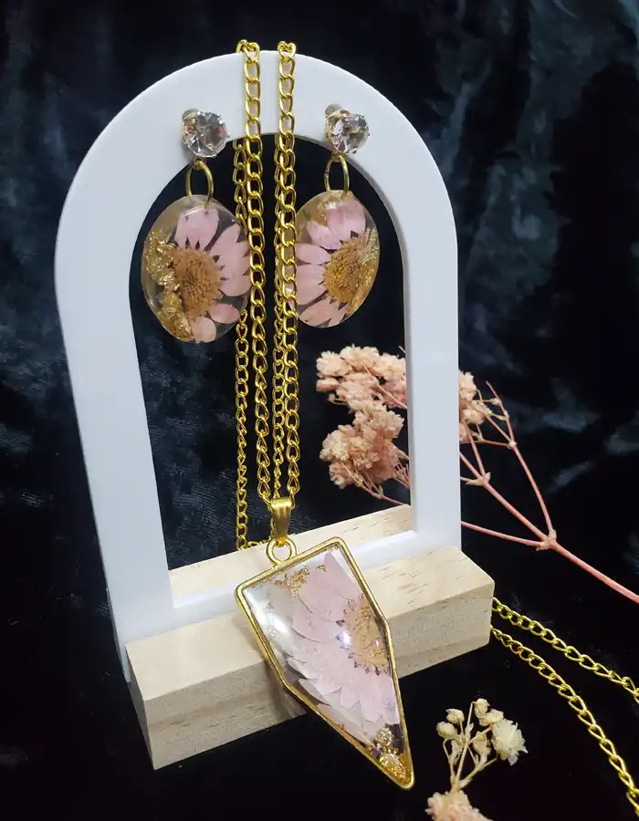 Resin Jewellery Set Earrings & Pendant