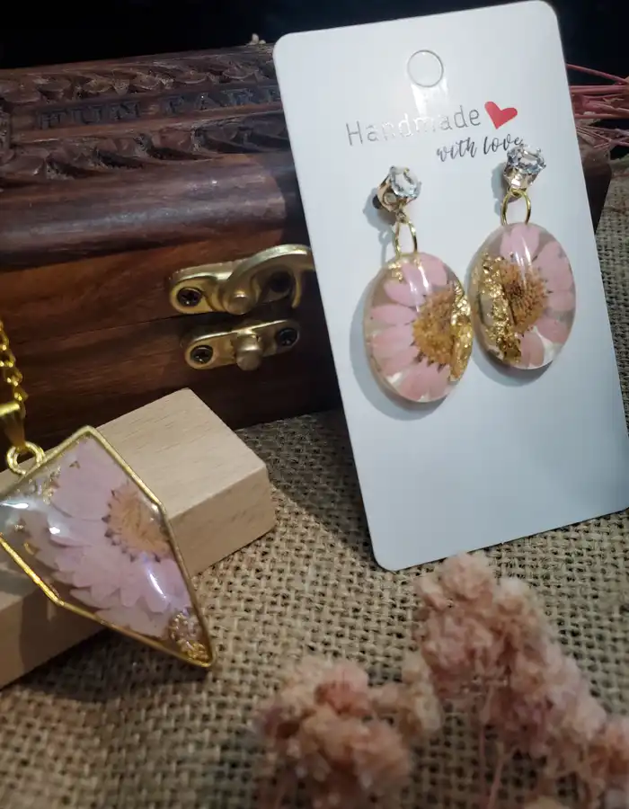 Resin Jewellery Set Earrings & Pendant