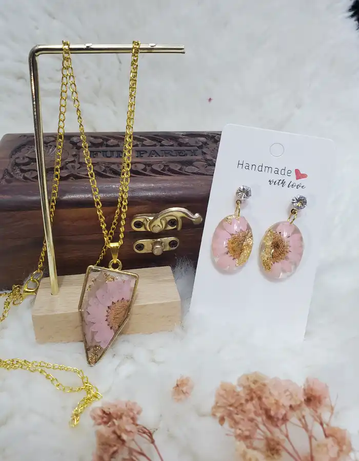Resin Jewellery Set Earrings & Pendant