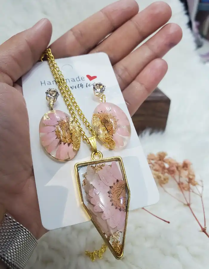Resin Jewellery Set Earrings & Pendant