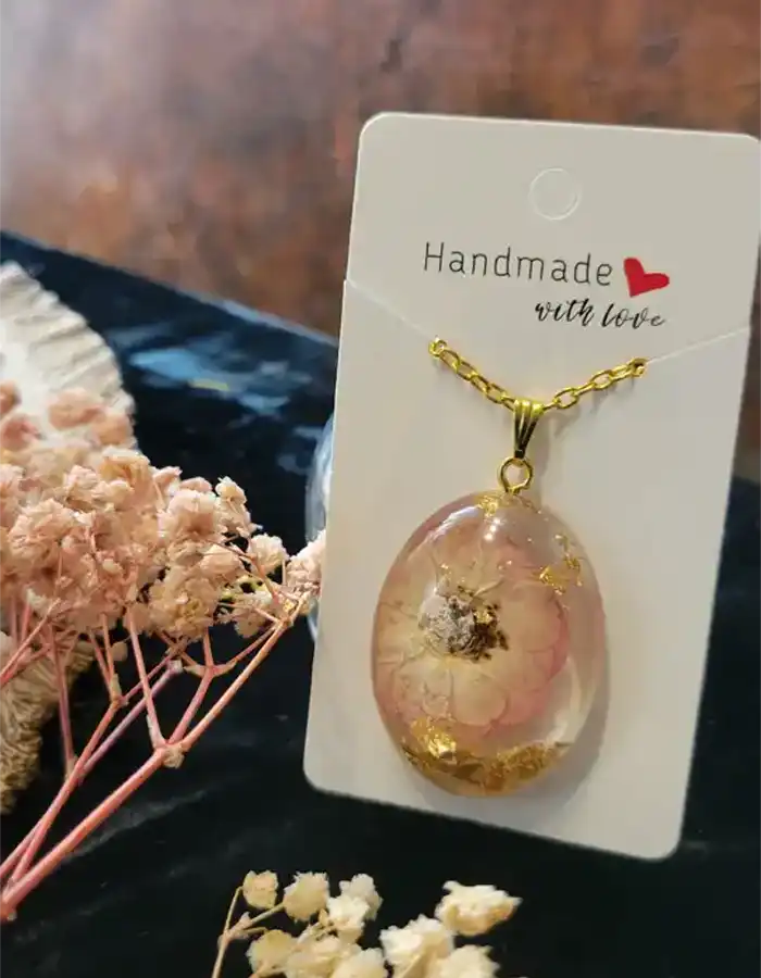 Resin Pendant - Floral Inlay 7x9