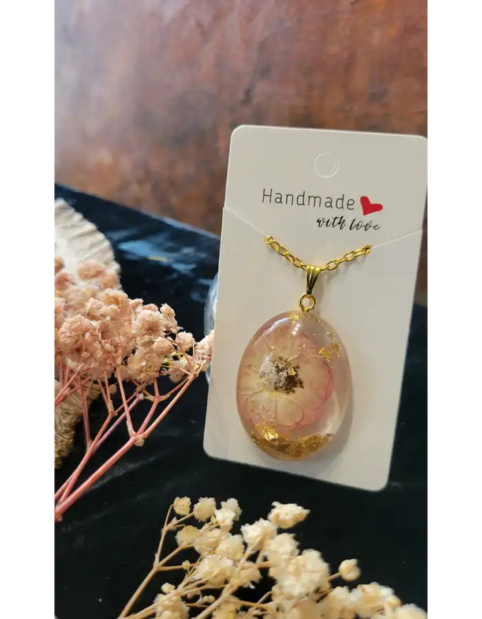 Resin Pendant - Floral Inlay